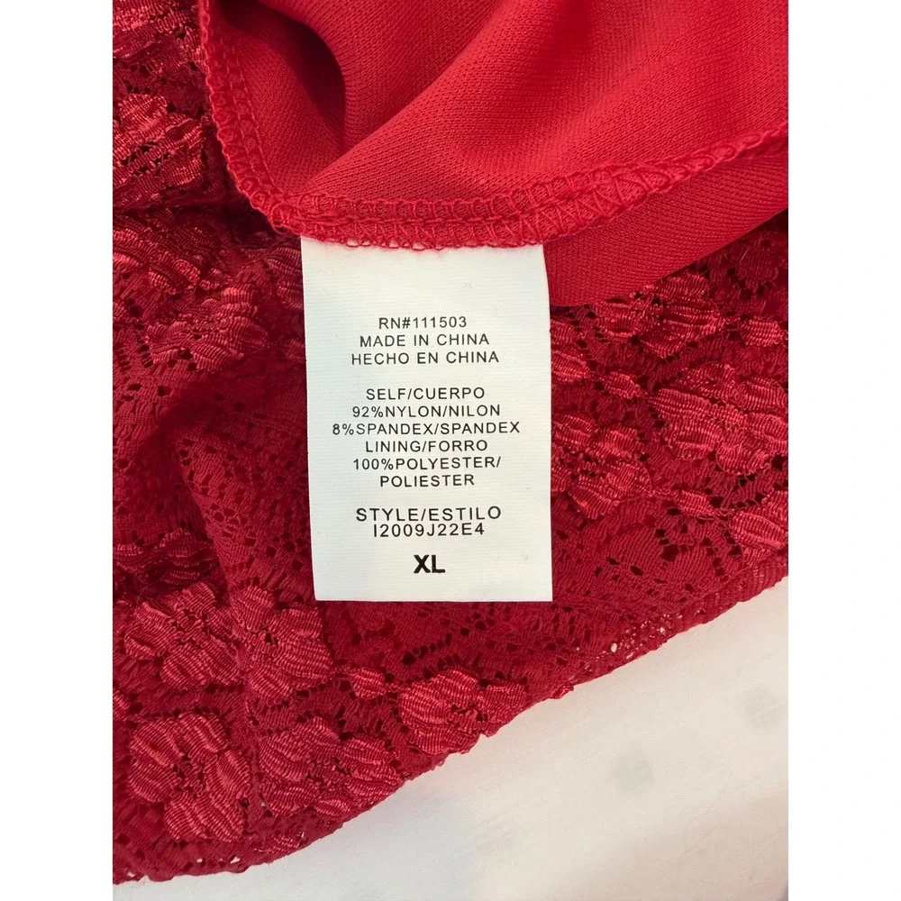 Love Reign Red Lace Bell Sleeve Fit and Flare Mini Dress XL - Picture 6 of 6